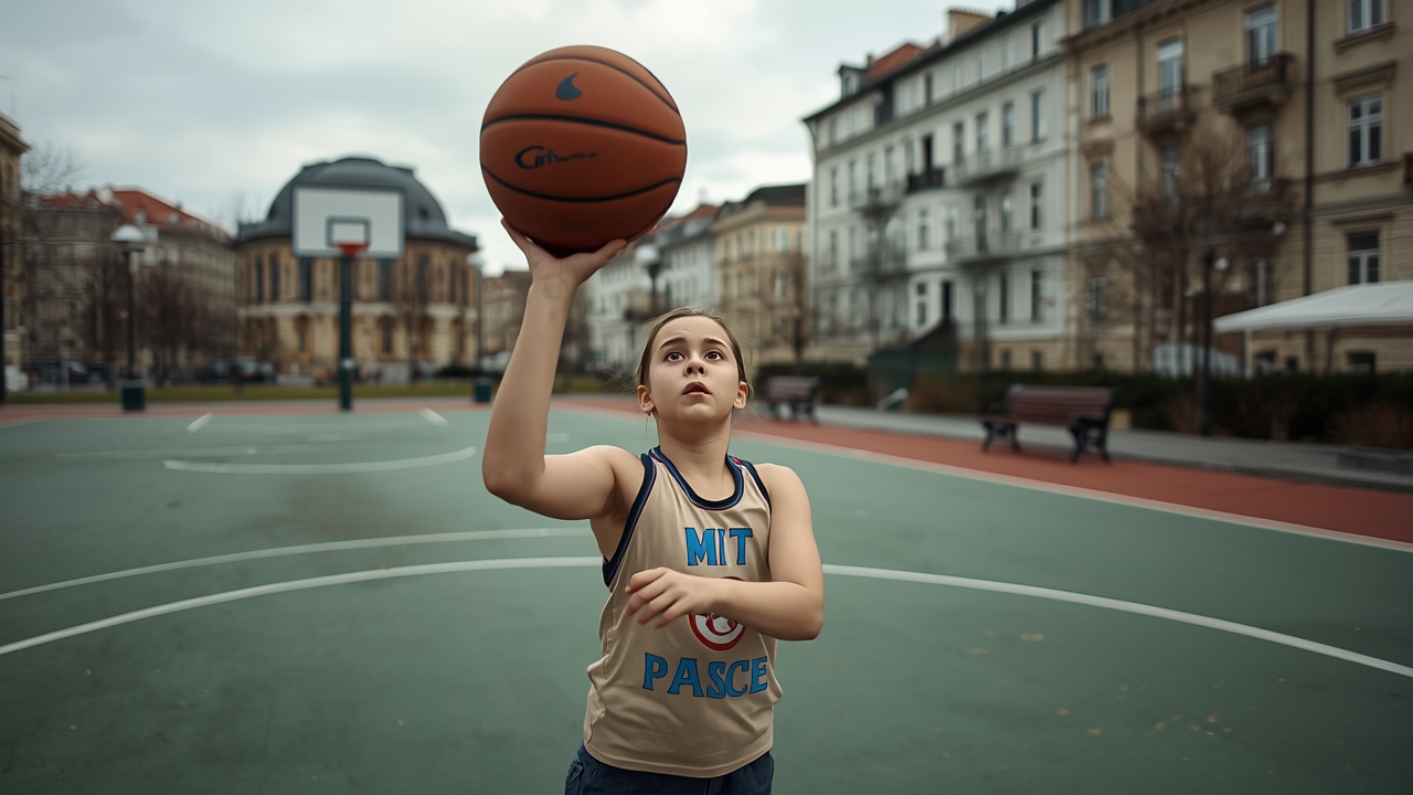 Young athlete practices basketball in Zagreb